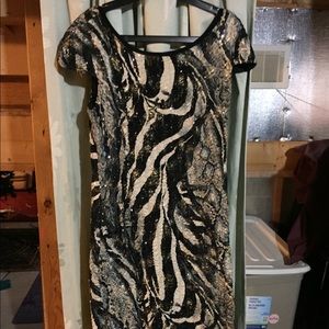 Animal Print Mini Dress With Sequins